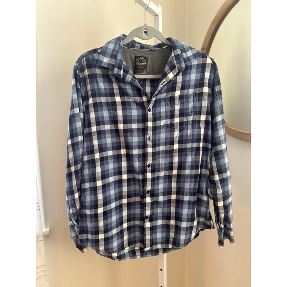 Racing Green Plaid Flannel Button Down Shirt Blue White – Men’s L - Picture 1 of 6